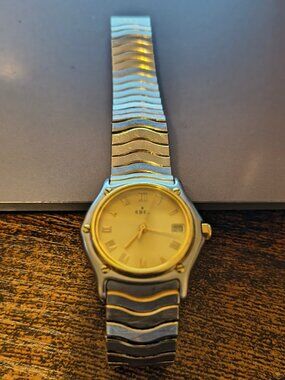 Authentic Vintage Ebel Classic Wave Two-Tone Watch - 80s Swiss Luxury